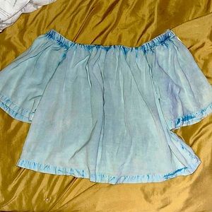 Light blue denim design off shoulders top size M brand tramp